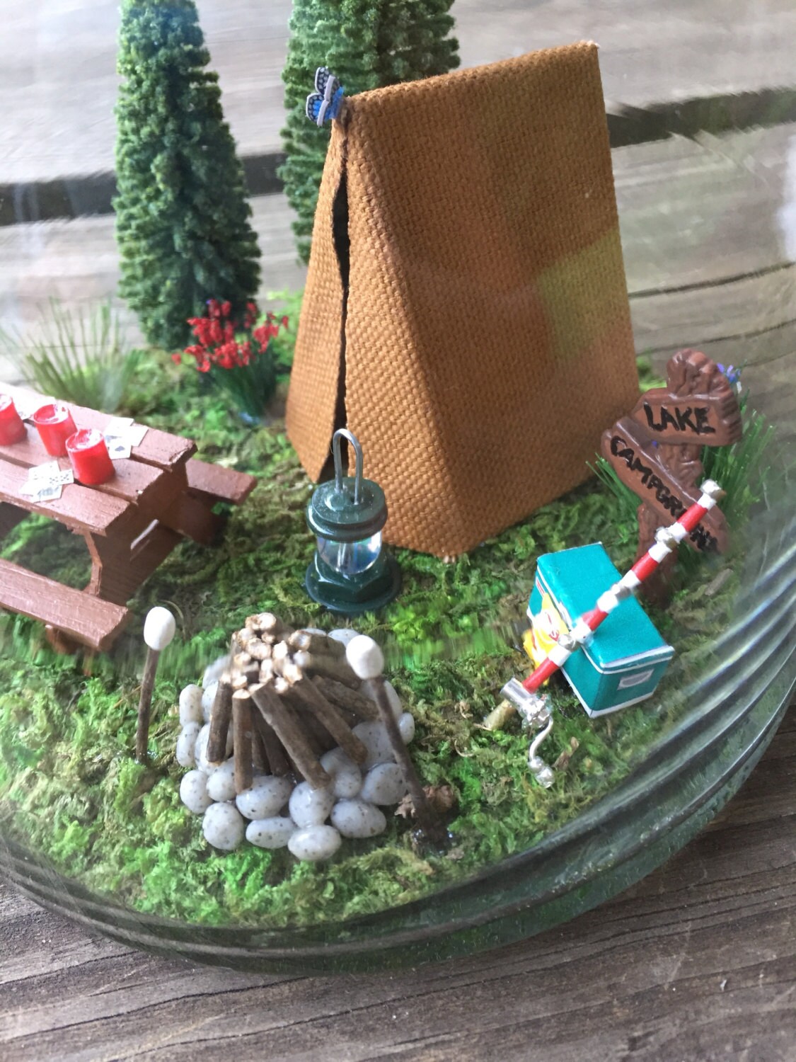 Miniature Camping Scene With Tent And Picnic Table In Large Etsy