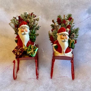 Miniature Christmas Sleigh - Your Choice - Christmas Miniatures - Miniature Sleigh-Fairy Garden -Terrarium -Miniature Santa -Christmas Decor