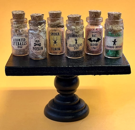 Miniature Potion Bottles - Your Choice - Halloween Miniatures -Miniature Bottles -Witch Miniatures -Halloween Decor -Fairy Garden -Terrarium