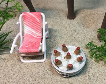 Miniature Bucket With Bottles - Miniatures - Miniature Beach - Beach Miniatures -Beach Wedding -Miniature Camping -Beach Terrarium - Bottles