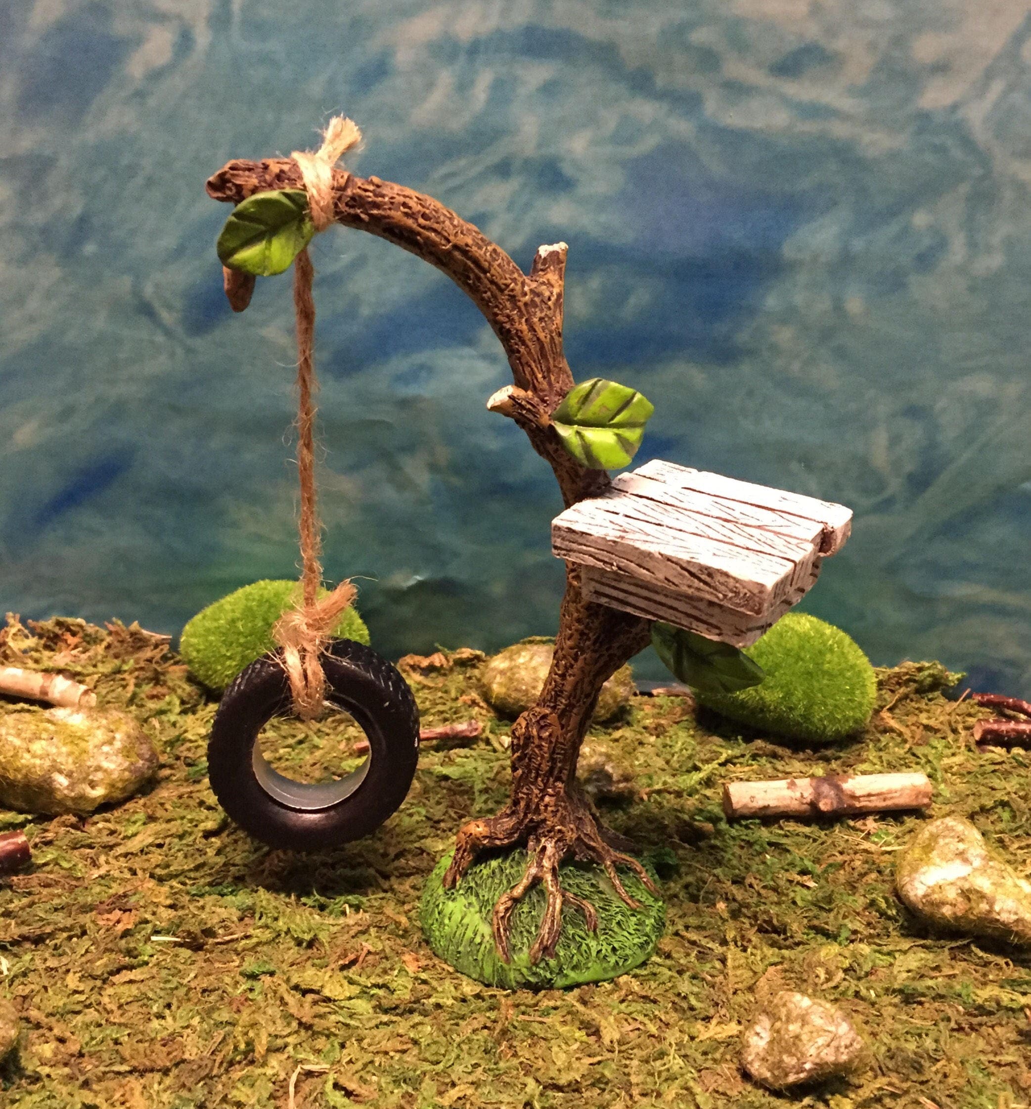 Miniature Tire Swing With Tree Stand - Fairy Garden - Miniature Trees…