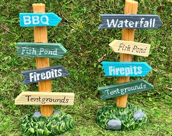 Miniature Camping Signs - Your Choice -Miniature Camping -Camping Miniatures -Miniature Sign -Fairy Garden -Outdoor Miniatures -Cake Toppers