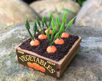 Miniature Carrot Flat - Easter Miniatures - Cake Toppers - Fairy Garden - Miniature Garden - Miniature Vegetables - Miniature Carrots