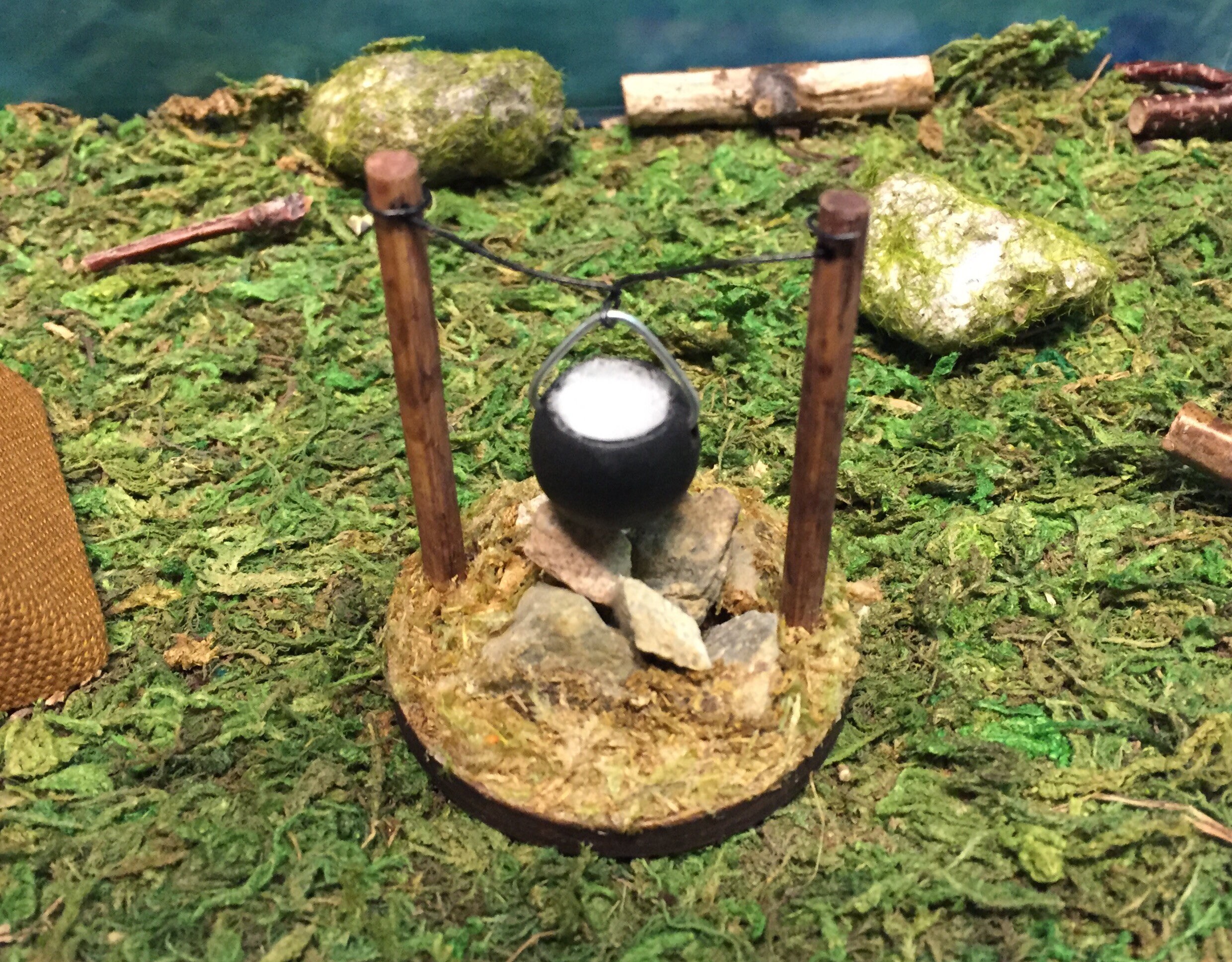 Miniature Dollhouse Campfire Pit With Pot Miniature Camping Etsy