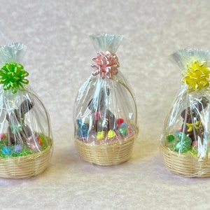 Miniature Easter Basket - Your Choice -Miniature Chocolate Bunny -Miniature Eggs-Miniature Peeps-Easter Miniatures-Fairy Garden-Cake Toppers