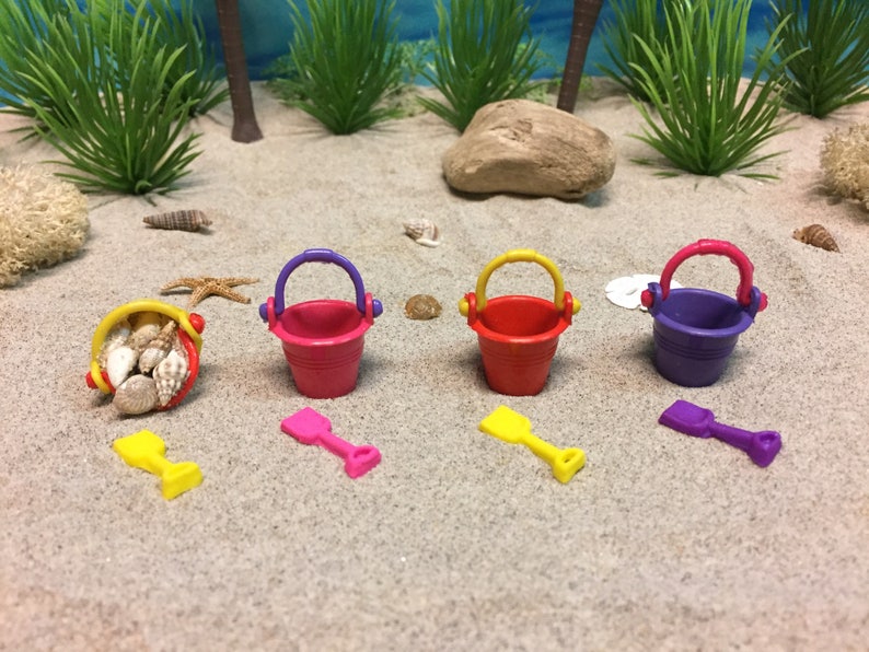 Miniature Beach Bucket With Seashells and Shovelyour Choice Etsy