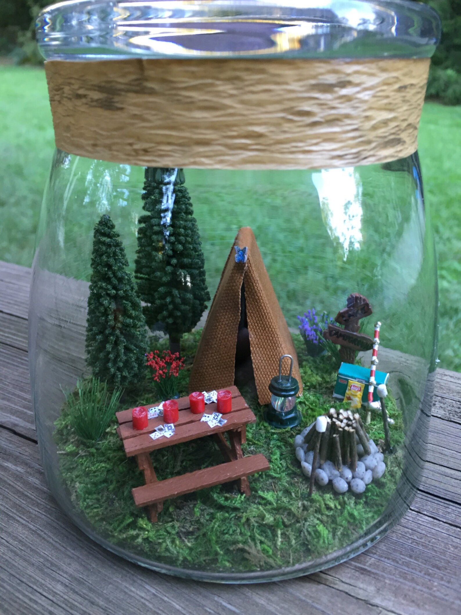 Miniature Camping Scene With Tent And Picnic Table In Large Etsy