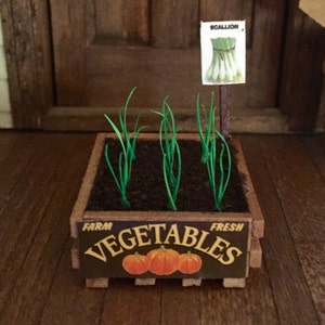 Miniature Scallion Flat - Miniature Scallions - Fairy Garden - Miniature Garden - Miniature Vegetables - Cake Toppers - Miniature Vegetables