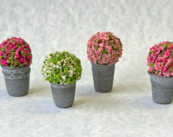 Miniature Topiary In Pot - Your Choice - Miniature Flowers - Miniature Topiary - Dollhouse Flowers - Miniature Dollhouse - Fairy Garden