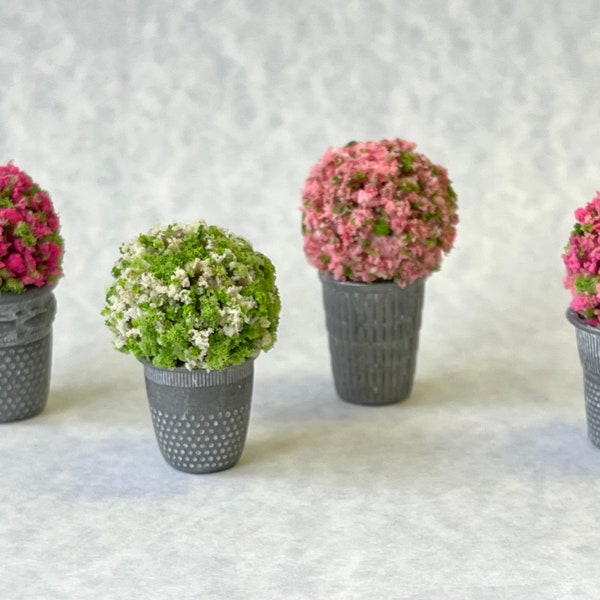 Miniature Topiary In Pot - Your Choice - Miniature Flowers - Miniature Topiary - Dollhouse Flowers - Miniature Dollhouse - Fairy Garden