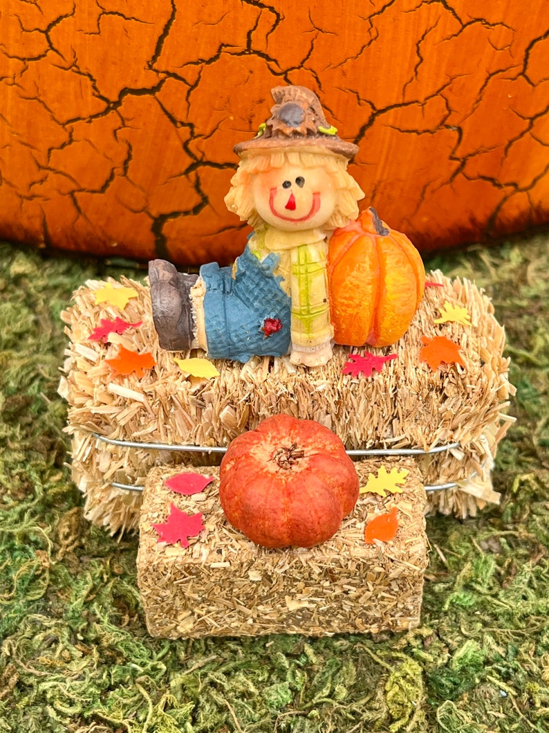 thumbnail interactive-video image 1 of Halloween Village Decor Set – 10 Pumpkins & 6 Mini Hay Bales By Brother Sister 1 of 6