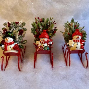Miniature Christmas Sleigh - Your Choice - Christmas Miniatures - Miniature Sleigh-Fairy Garden -Terrarium -Miniature Santa -Christmas Decor