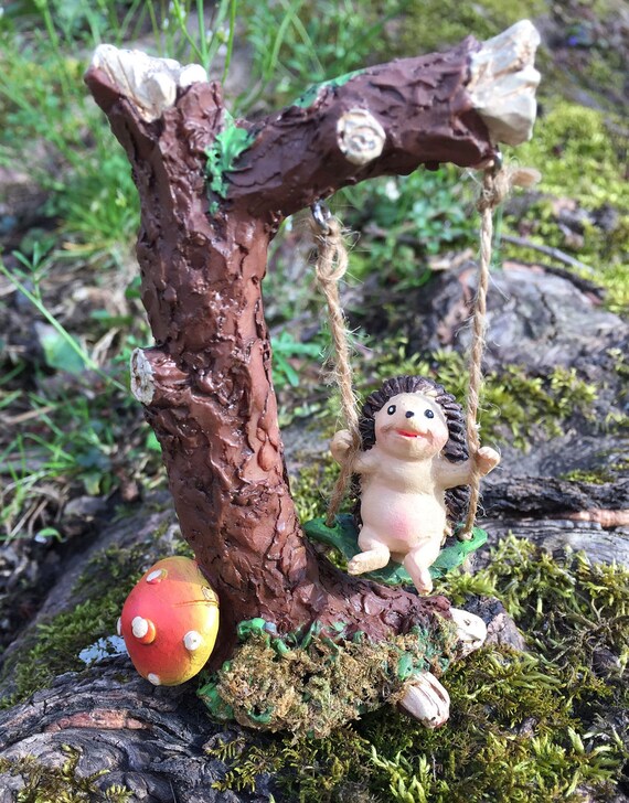 Accessories Hedgehog On Leaf Miniature Dollhouse FAIRY GARDEN