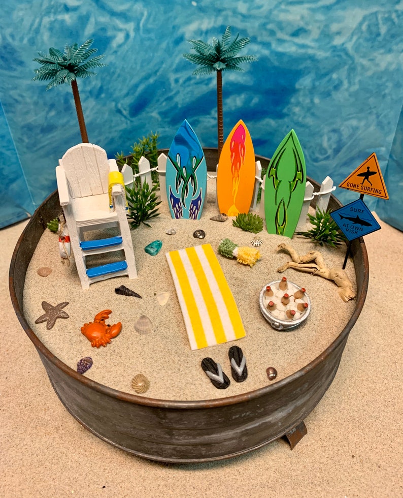 Miniature Beach Scene With Surfboards and Lifeguard Stand Etsy