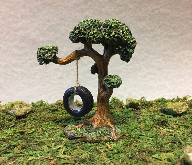 Fairy Garden Tire Swing On Tree Fairy Garden Miniature Swing Terrarium Fairy Accessories Miniature Garden Miniature Tire Swing