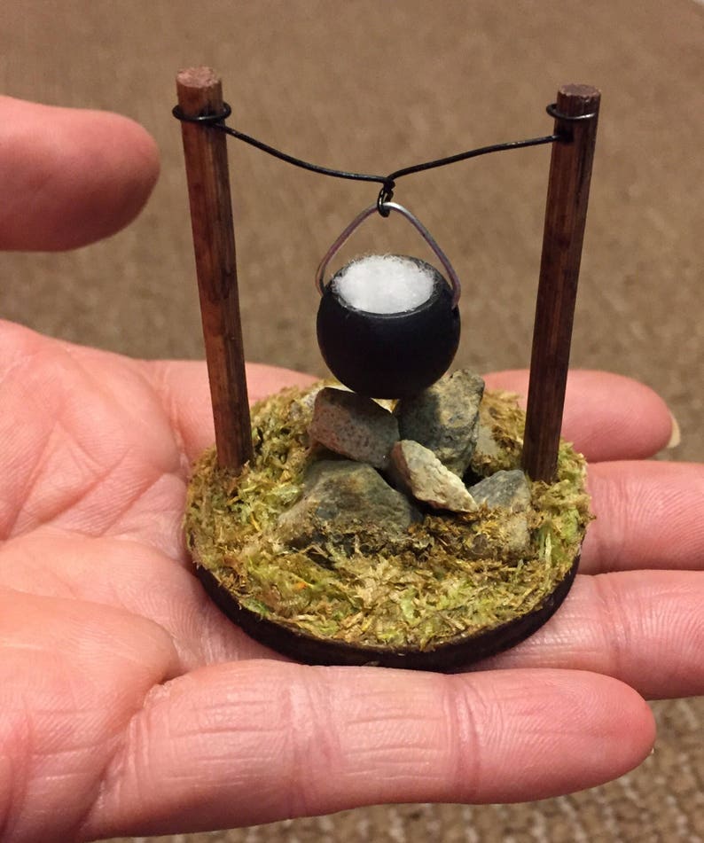 Miniature Dollhouse Campfire Pit With Pot Miniature Camping Etsy