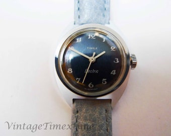 Timex Electric Ladies Watch 1973 with Blue Dial West German Electronic Movement