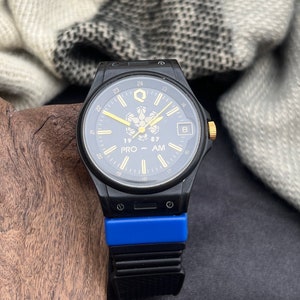 Timex Men's Retro Pro-Am Watch 1987 Black Dial With Date Window and Quartz Movement
