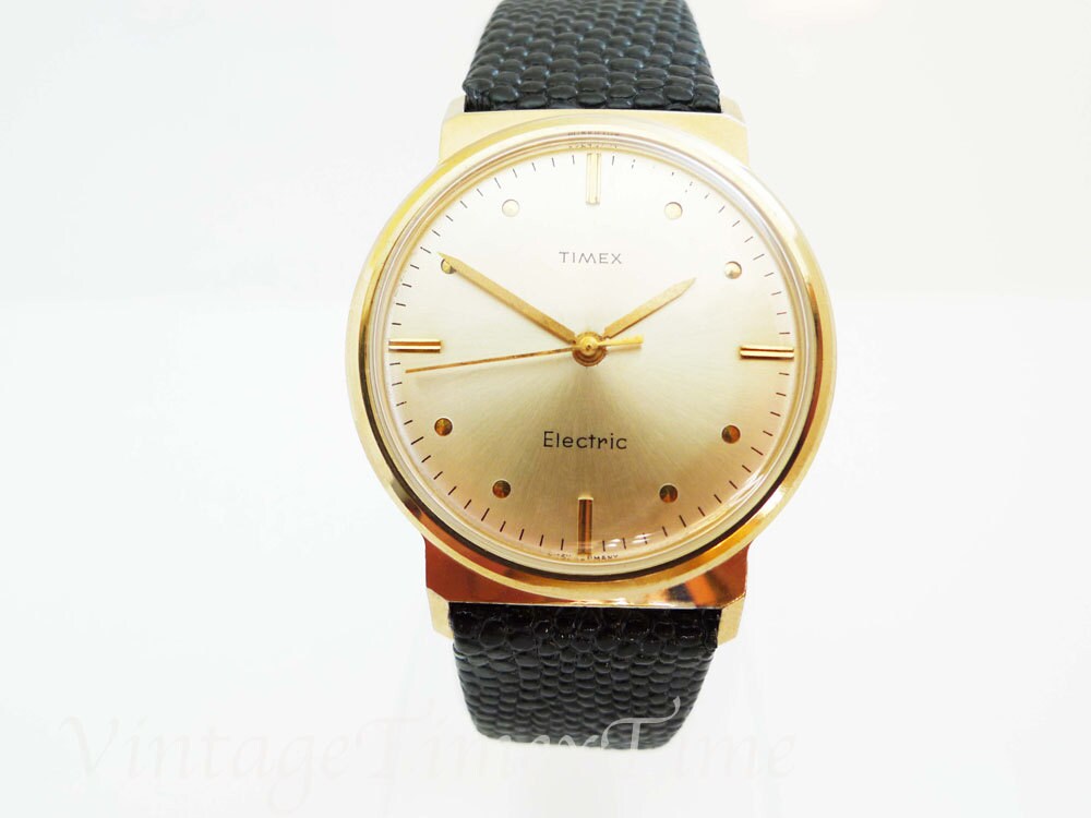 Timex Rear Adjust Electric Men's Watch 1964 Gold Dial West Etsy