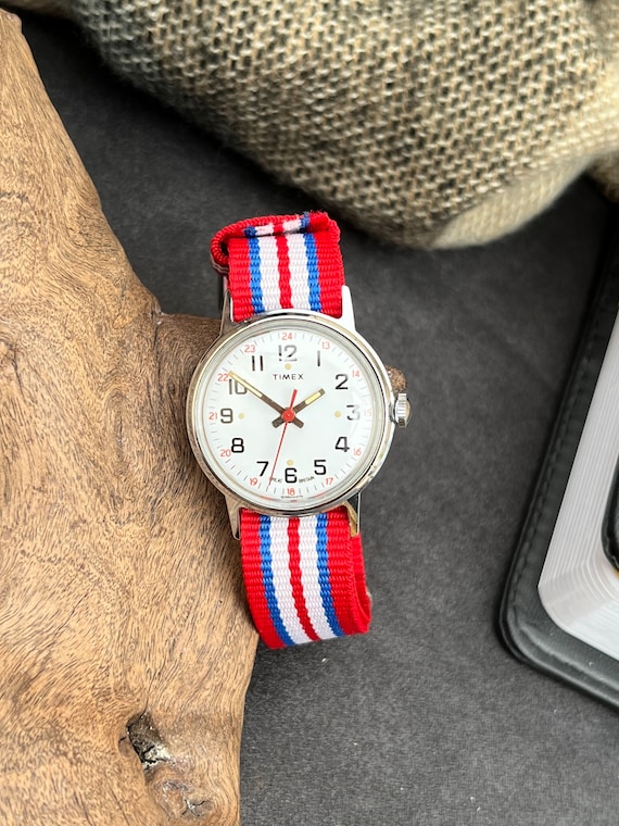 Timex Sprite Military Style White Dial Watch 1979… - image 1