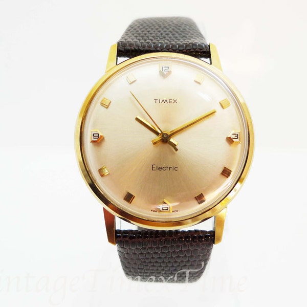 Timex Rear Adjust Electric Men's Watch 1967 Silver Dial West German 6 Jewel Movement