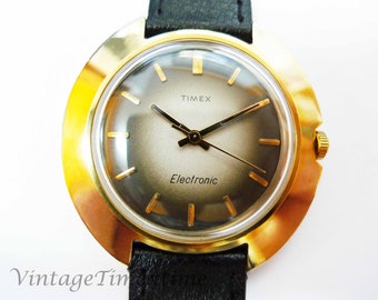 Timex Electric Men's Large Watch 1973 Matt Grey/Black Dial