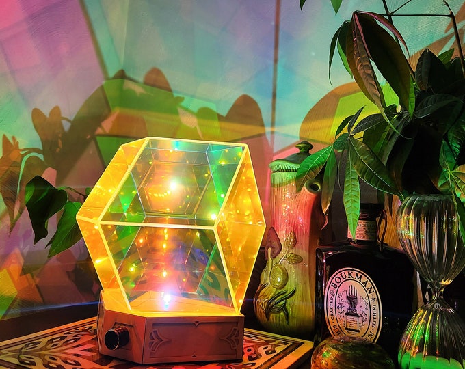 Night Light for Home Decor: Starfield Rhombic Dodecahedron Infinity Prism Table Lamp