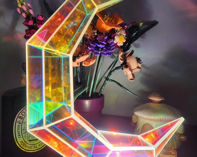 Lunar Light Moon Table Lamp: Prism Shadow LED, Celestial Decor