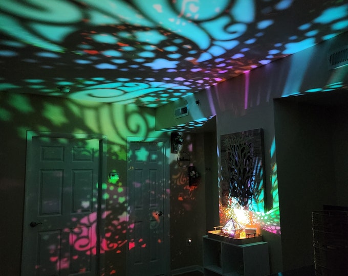 Moon and Stars Shadow Lamp: Custom Night Light Gift with Rainbow Glow for Baby