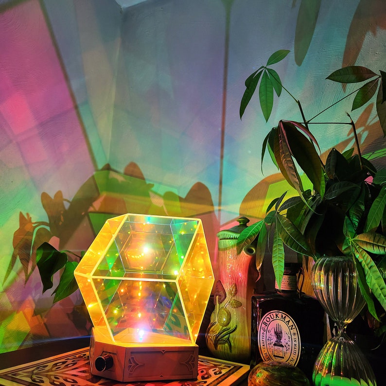 Lámpara de noche para decoración del hogar: Lámpara de mesa Starfield Rhombic Dodecahedron Infinity Prism