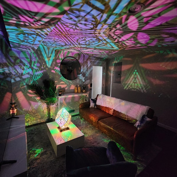 Escultura de luz de óvulo cósmico con iluminación ambiental: ¡una lámpara de mesa de café única, pieza central para crear sombras ENORMES!