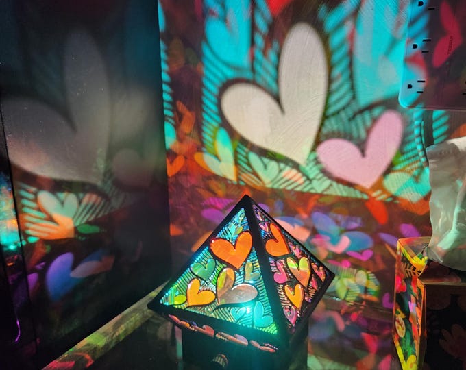 Hearts and Scribbles Valentines Red, and Pink Heart Mood Lamp