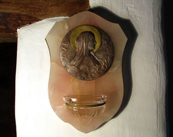 Ave Maria Benitier - Hail Mary - Angelus Holy Water Font - Religious Decor - Religious Plaque - French Religious - Catholic Decor