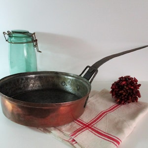 Antique French Copper Pan | Copper Sauté Pan | Vintage Copper Cookware | French Kitchen Decor | Rustic Kitchen | French Antique Copper