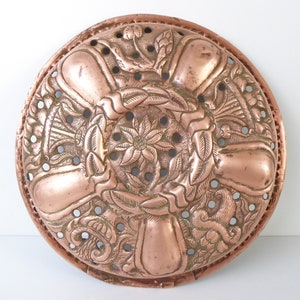 Antique French Copper Ornament - Decorative Chestnut Pan Lid - Copper Decor