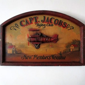 Captain Jacobs Flying Club - Vintage Wooden Sign - Aviation Decor