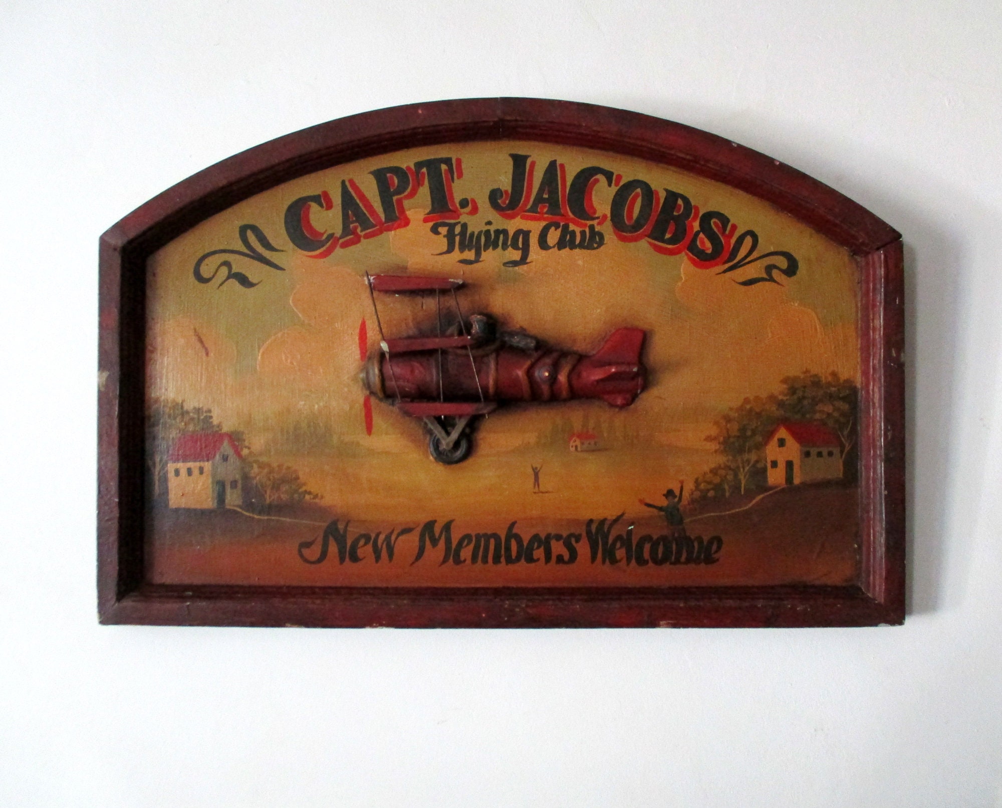 Captain Jacobs Flying Club - Vintage Wooden Sign - Aviation