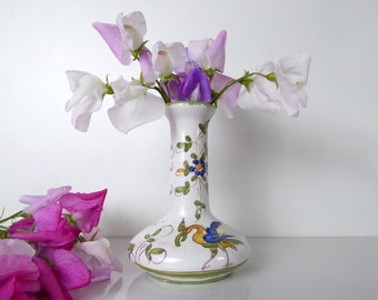 Vintage Moustiers Faïence Bud Vase: Hand-Painted French Floral Ceramic