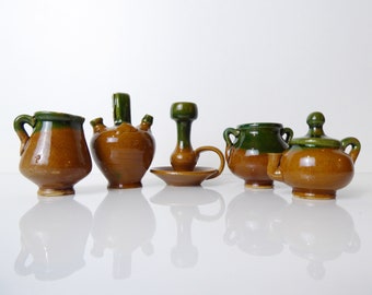 Collection Of Miniature French Earthenware Pots - Kitchen Decor - Vintage Terracotta Pots