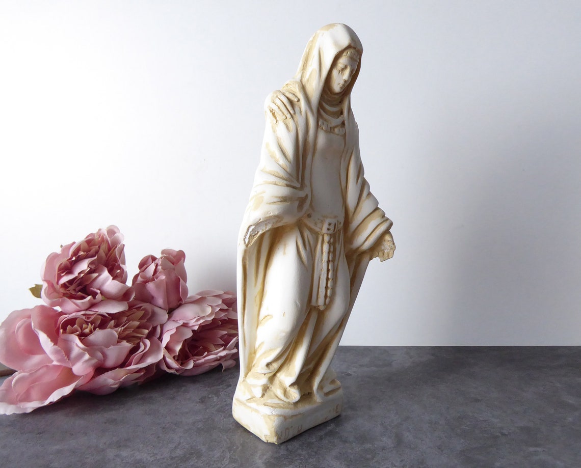 Vintage Plaster Religious Statue French Catholic Decor Etsy
