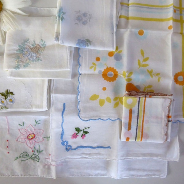 Vintage Floral Handkerchiefs | Pocket Square | Embroidered Hankies | Collection Of Pocket Handkerchiefs