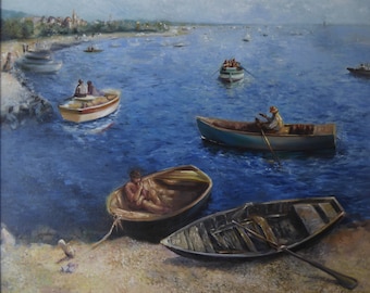 Original Signed Coastal Art - Large Seascape Maritime Painting