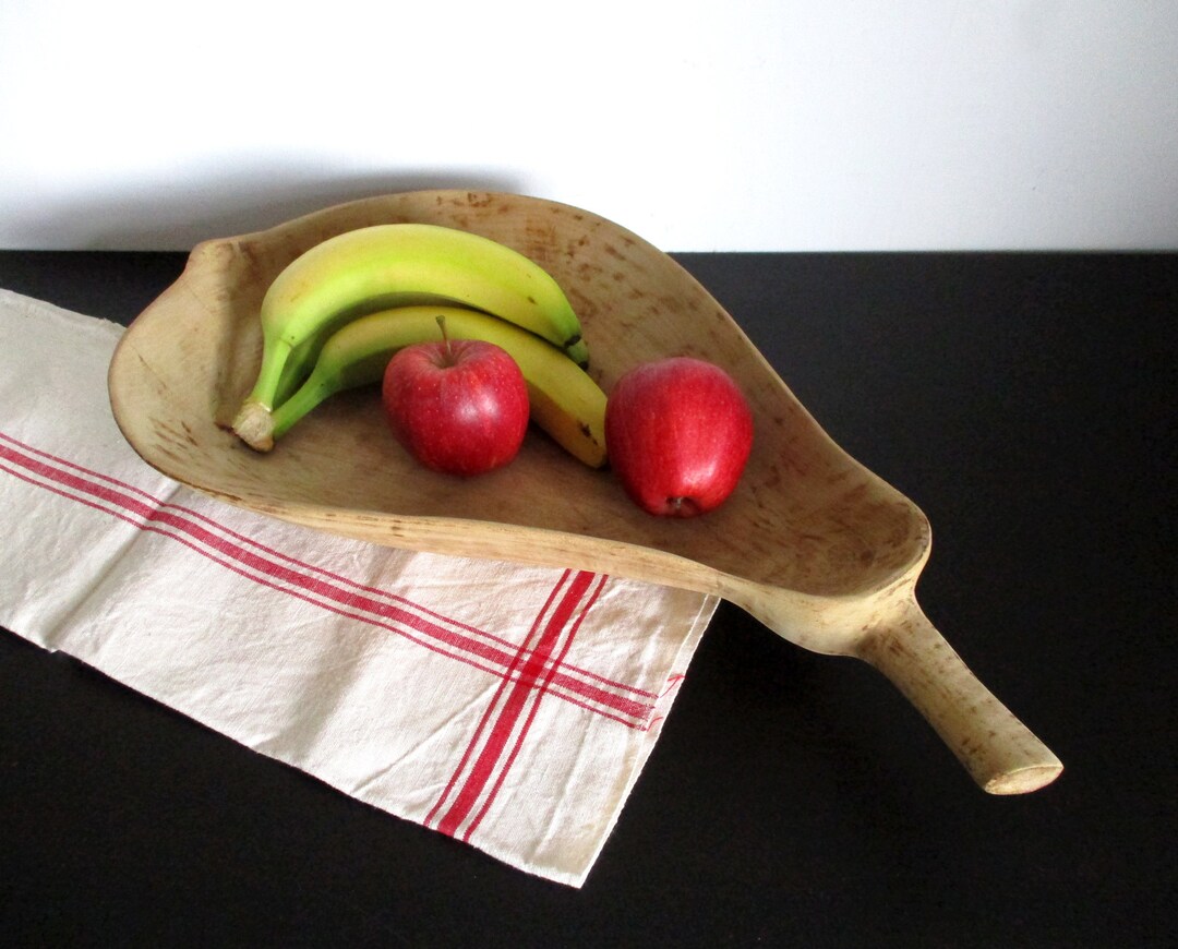 Wooden Fruit Bowl Vintage Pear Shaped Bowl Decorative Fruit Bowl Rustic