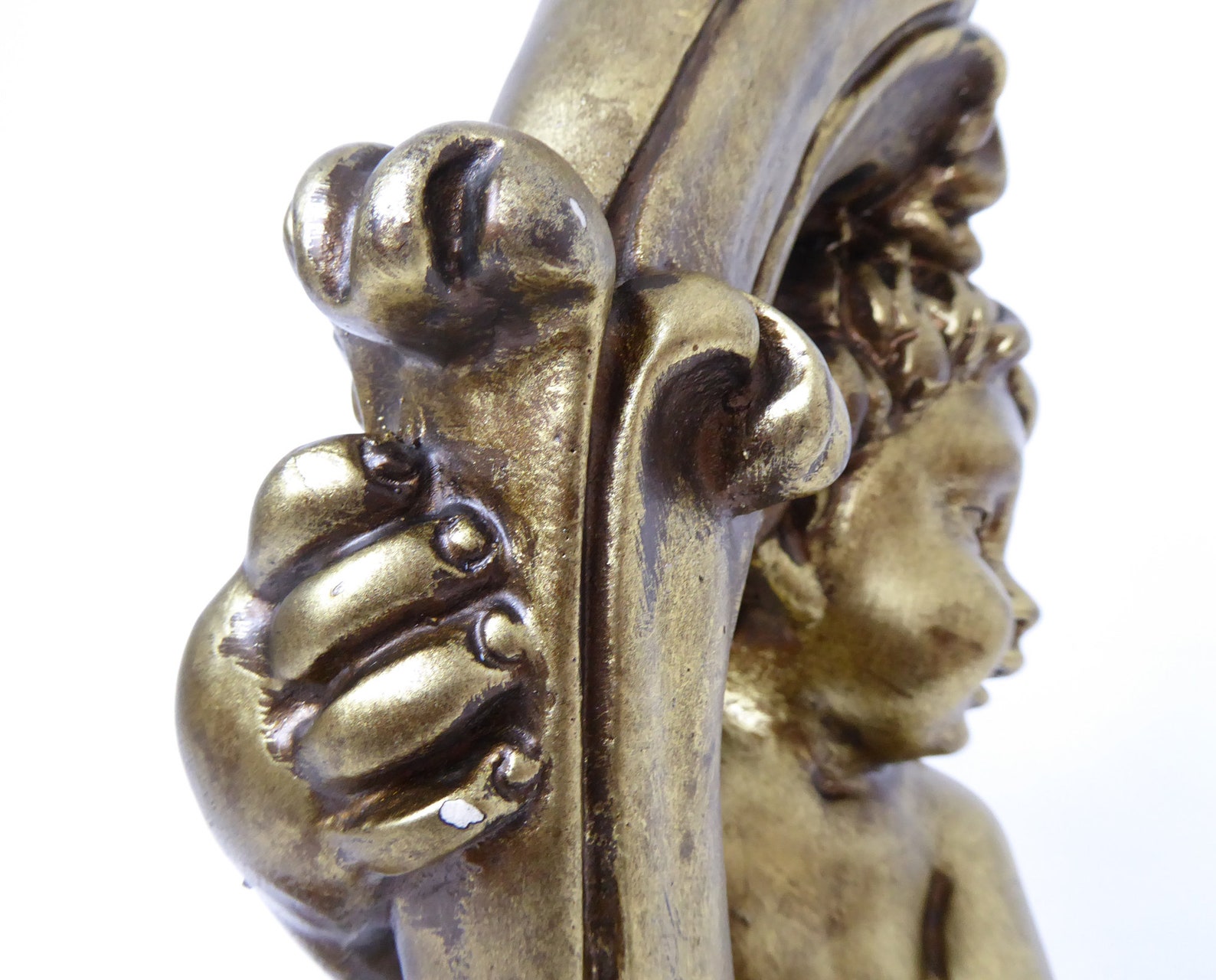 Large Plaster Cherub Lamp Cherub Decor Gilded Cherub Table Etsy