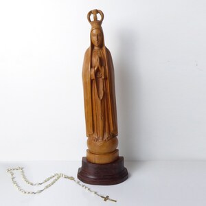 Wooden Madonna Figurine - Vintage Religious Statue