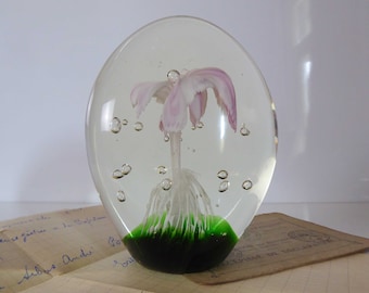 Vintage Glas Briefbeschwerer - Schwere Blumen Briefbeschwerer