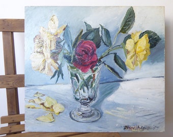 Still Life Flower Painting | Signed Original Art | Large Floral Wall Decor