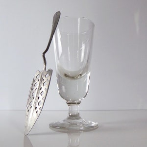 French Absinthe Glass And Spoon - Antique Absinthe Drinking Set