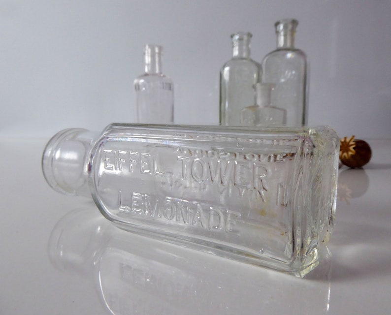 Vintage Glass Tonic Bottles Antique Apothecary Bottles Chemists Advertising image 5