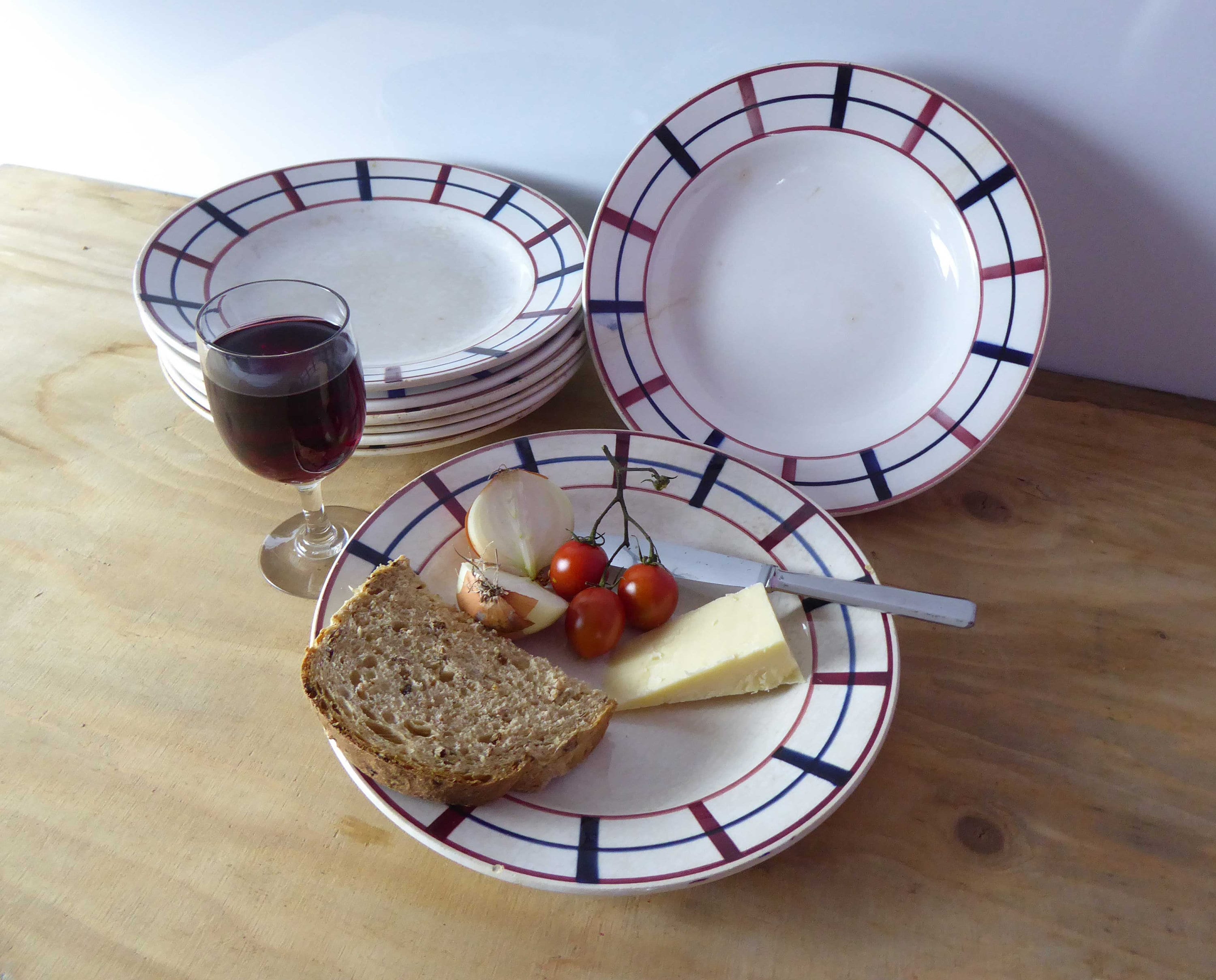 サンタマン バスク コンポティエ lou basquez アンティークプレート Set of French Saint Amand Lou Basquez Tableware - Vintage